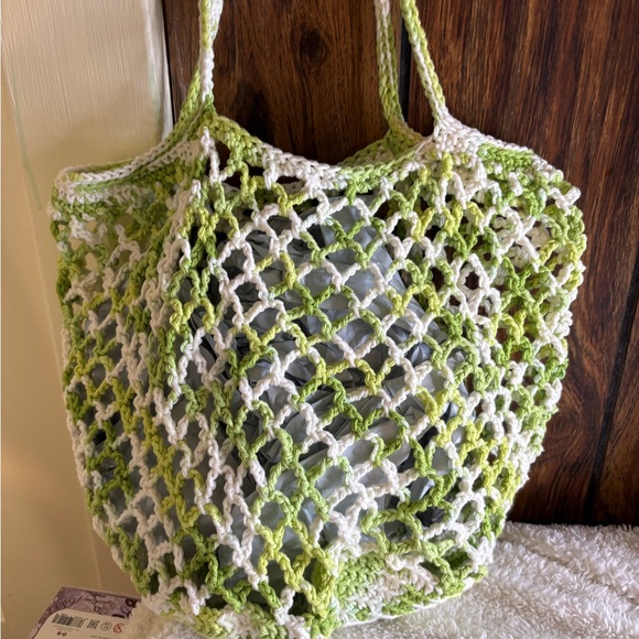 Hand made by me Crochet Mesh Tote Bag Market Bag 100% Cotton New - Picture 5 of 8